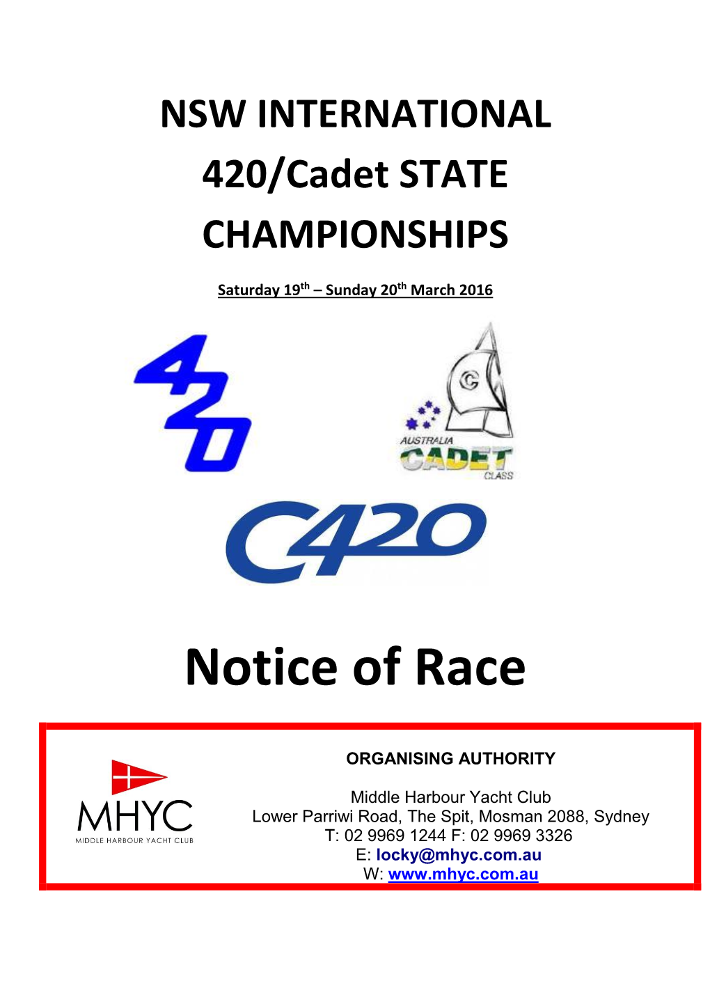 Notice of Race