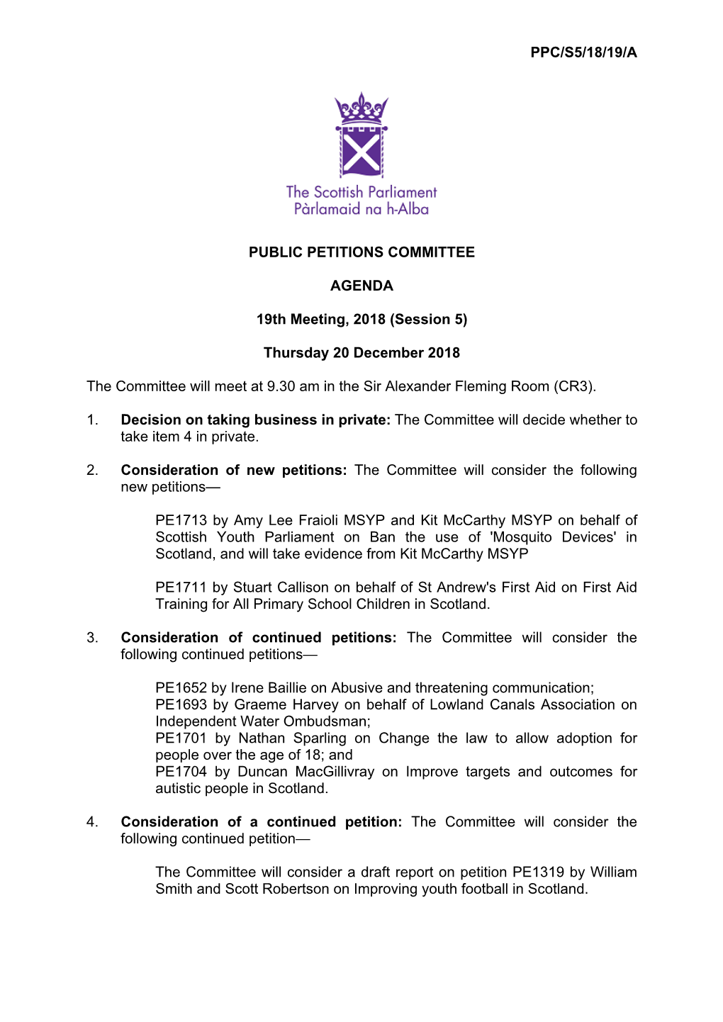 Ppc/S5/18/19/A Public Petitions Committee
