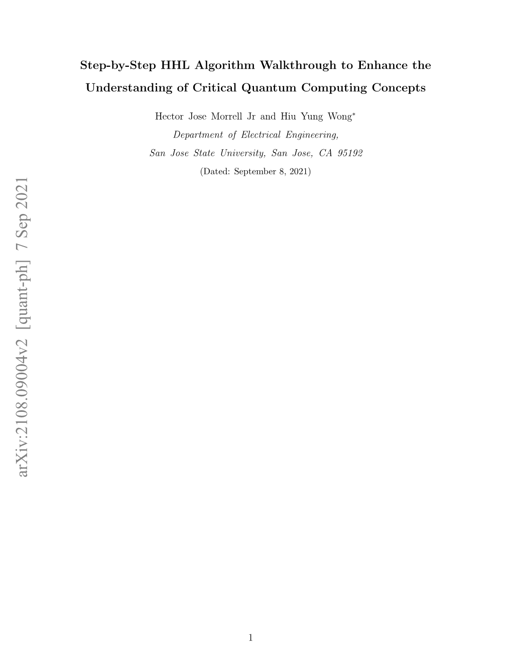 Arxiv:2108.09004V1 [Quant-Ph] 20 Aug 2021