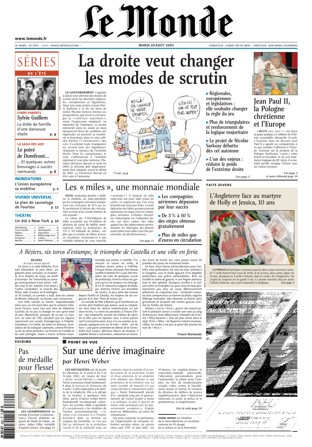 LE MONDE/PAGES<UNE>