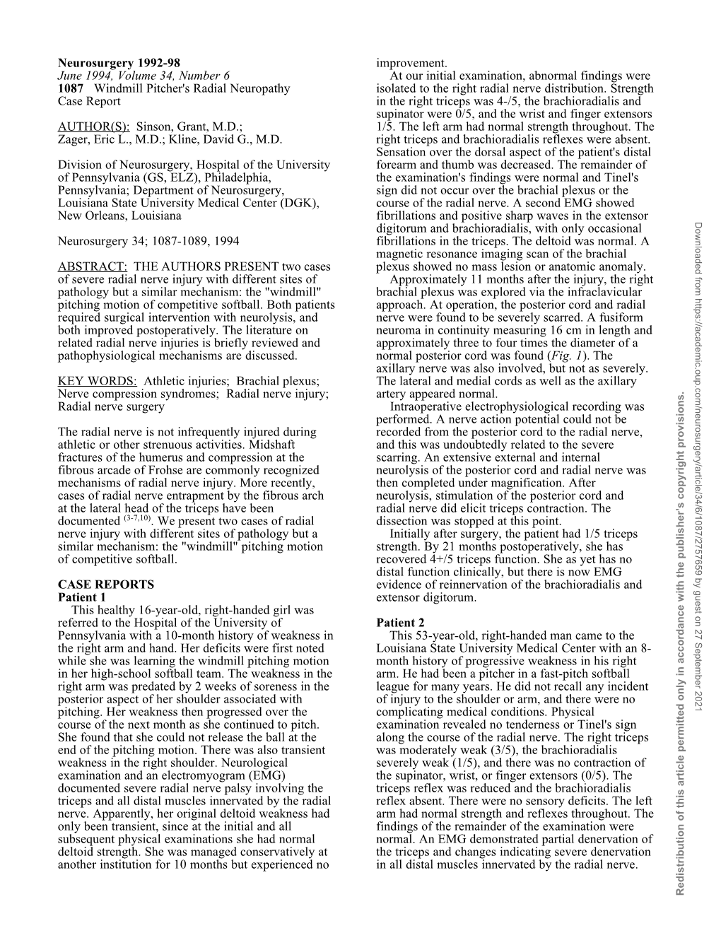 Neurosurgery 1992-98 June 1994, Volume 34, Number 6 1087