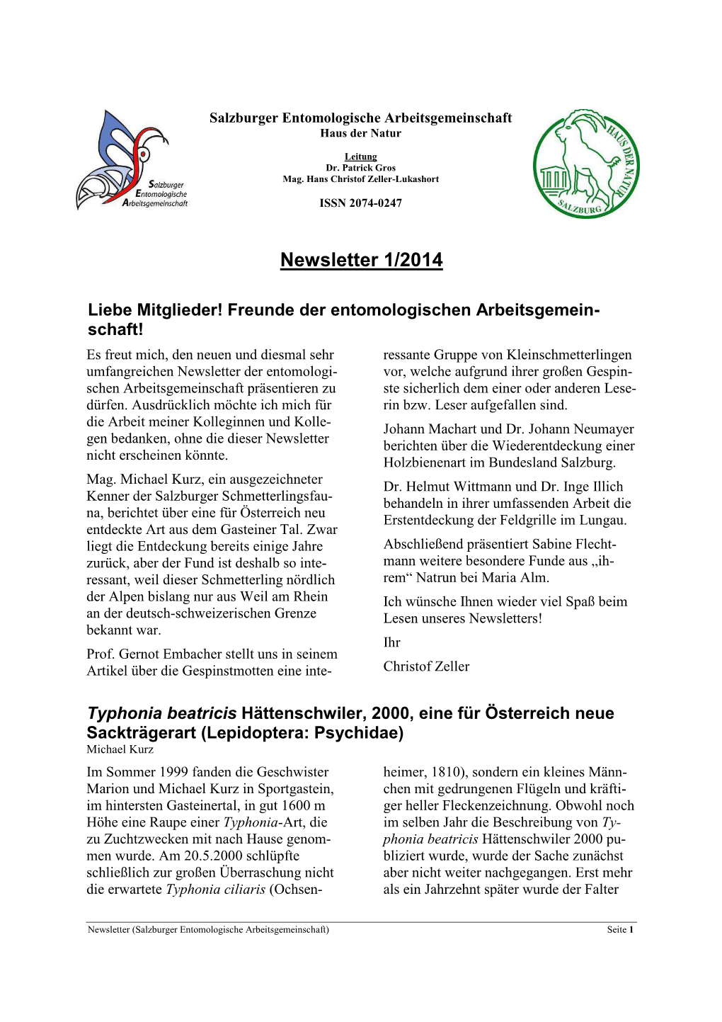 Newsletter 1/2014