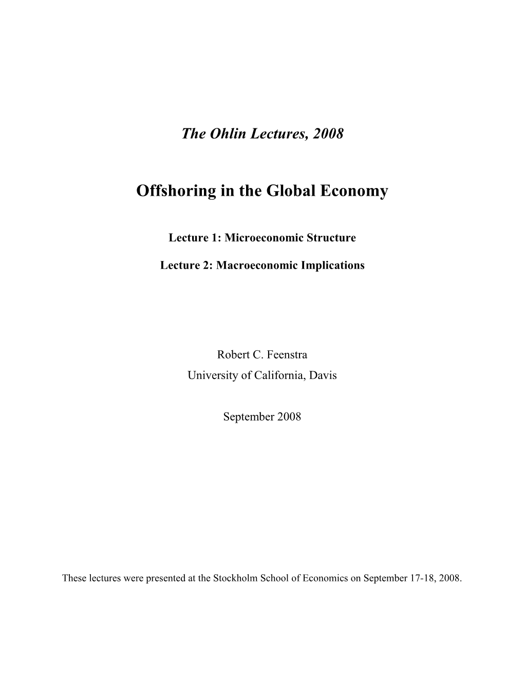 Offshoring in the Global Economy