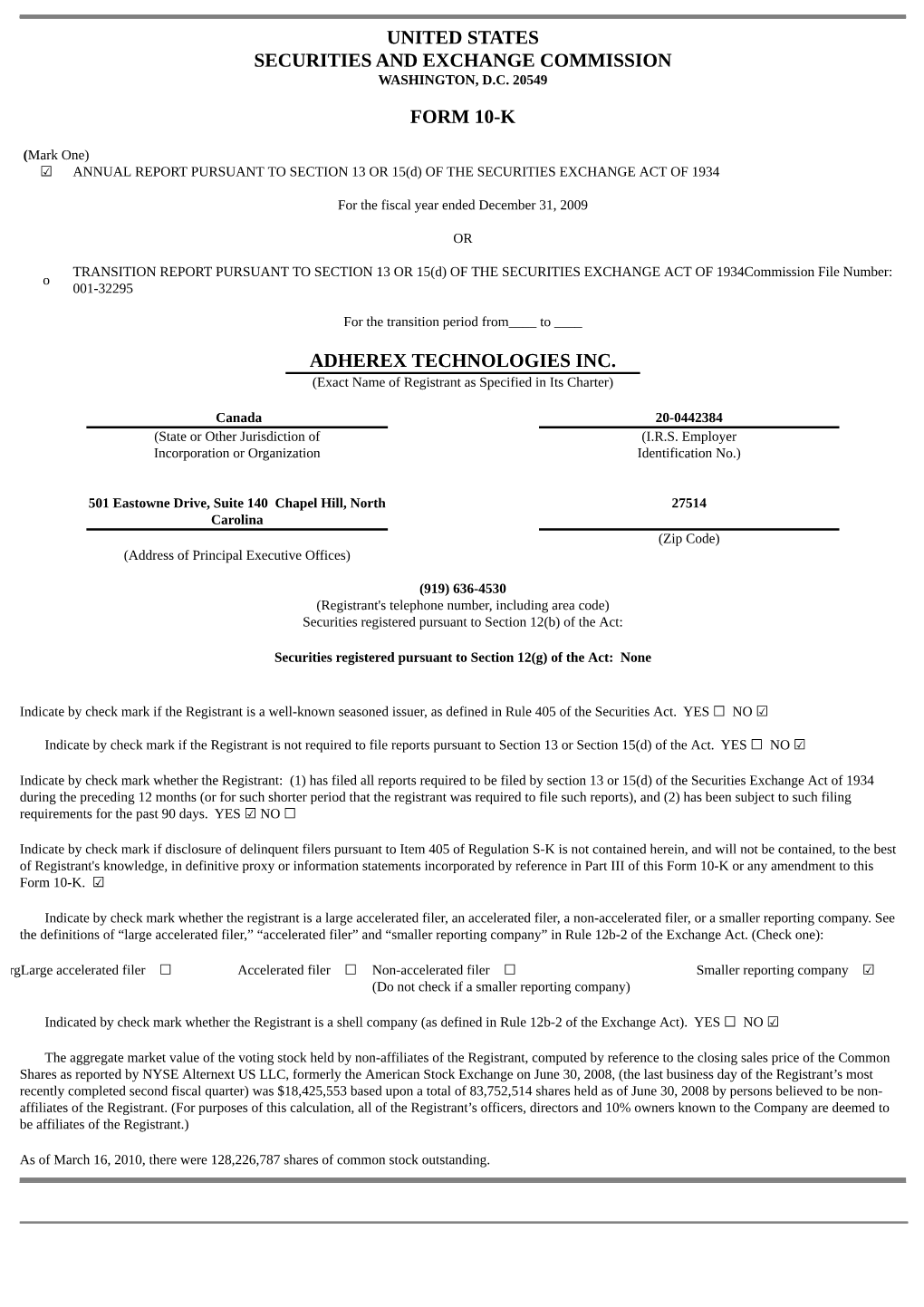 United States Securities and Exchange Commission Form