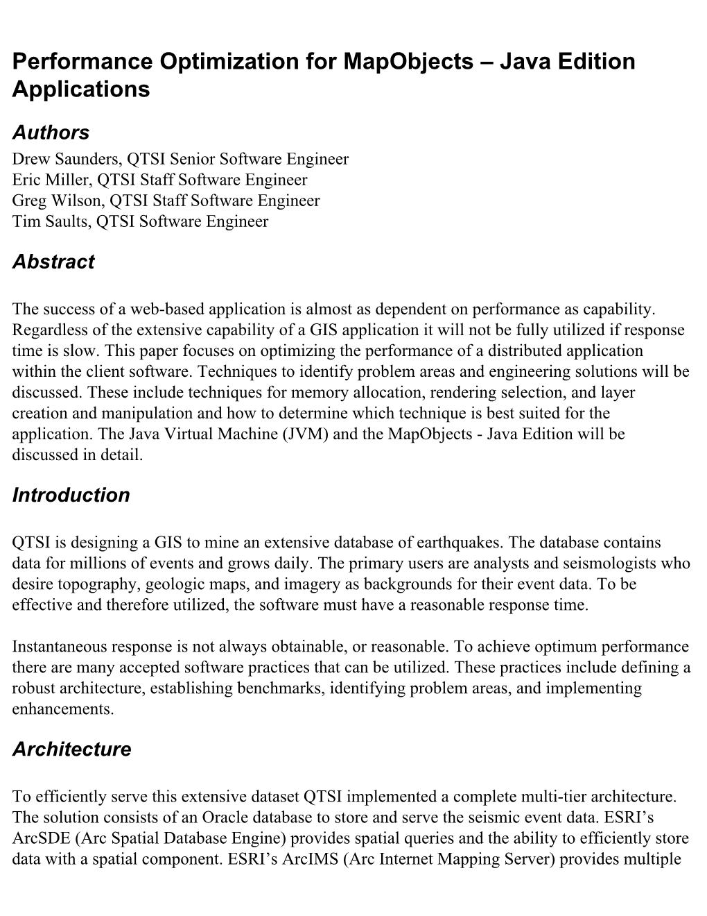 Performance Optimization for Mapobjects – Java Edition Applications