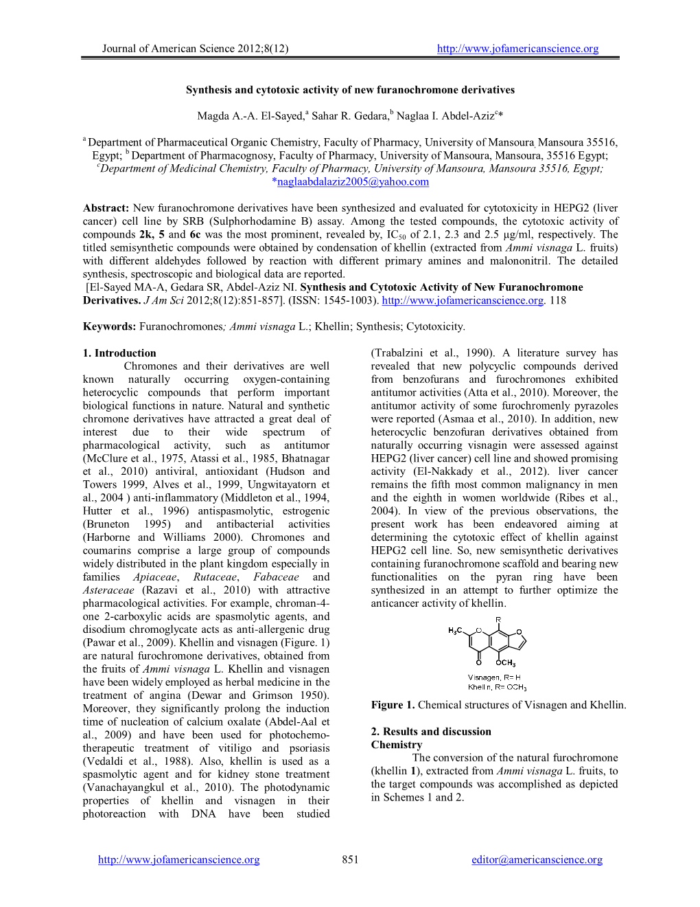 Journal of American Science 2012;8(12) Editor@Americansc