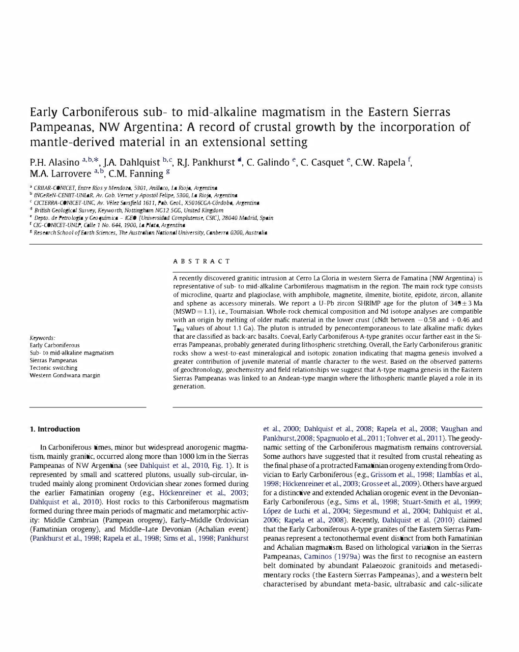 To Mid-Alkaline Magmatism in the Eastern Sierras