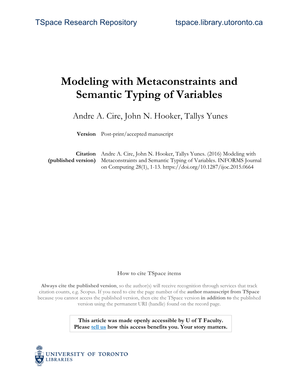 Modeling with Metaconstraints and Semantic Typing of Variables