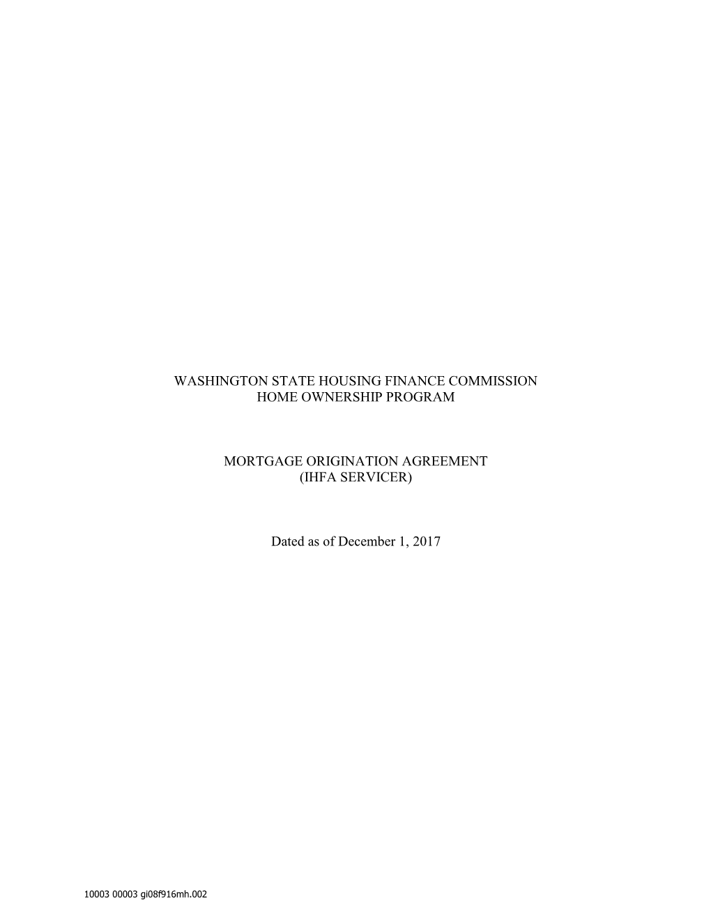 Mortgage Origination Agreement (PDF)