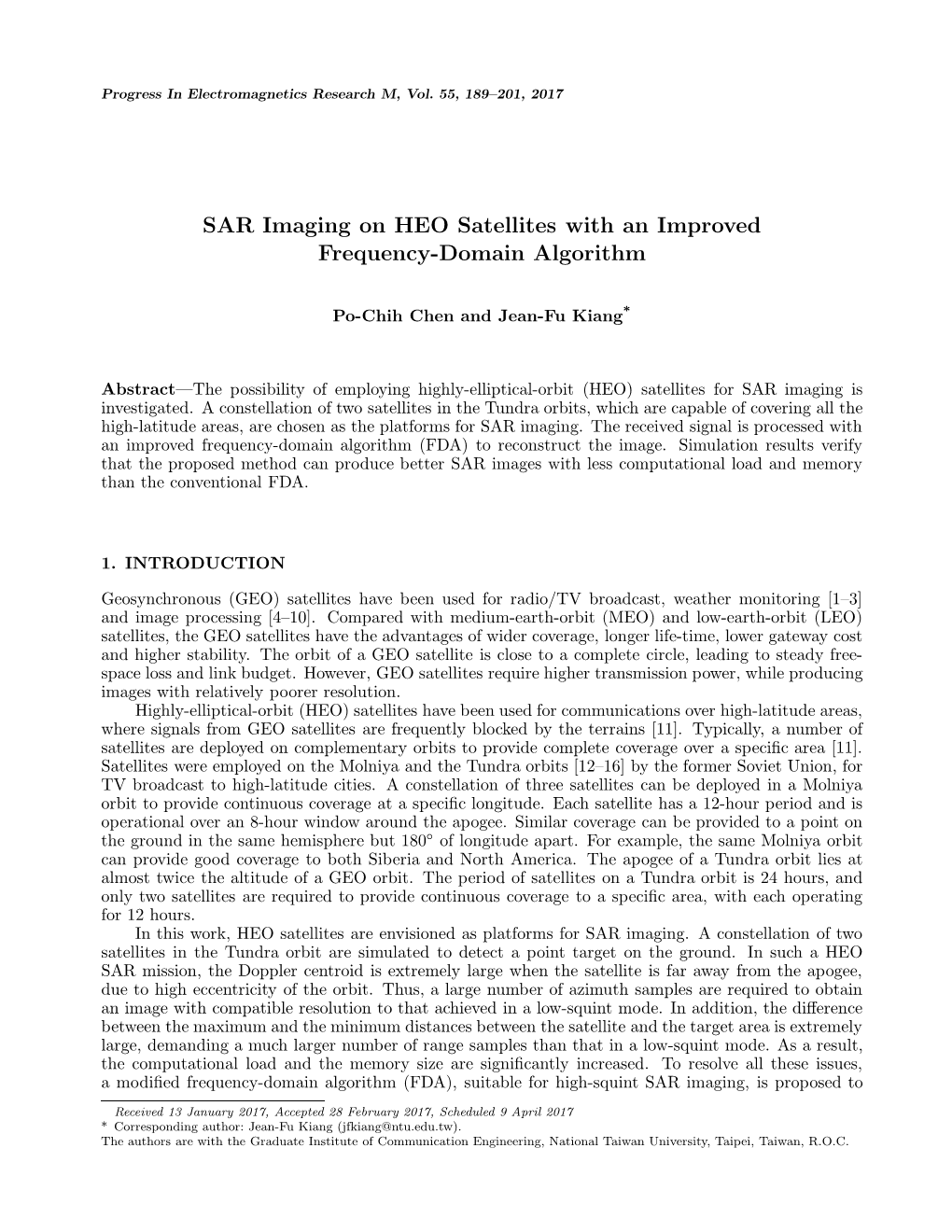 SAR Imaging on HEO Satellites with an Improved Frequency-Domain Algorithm