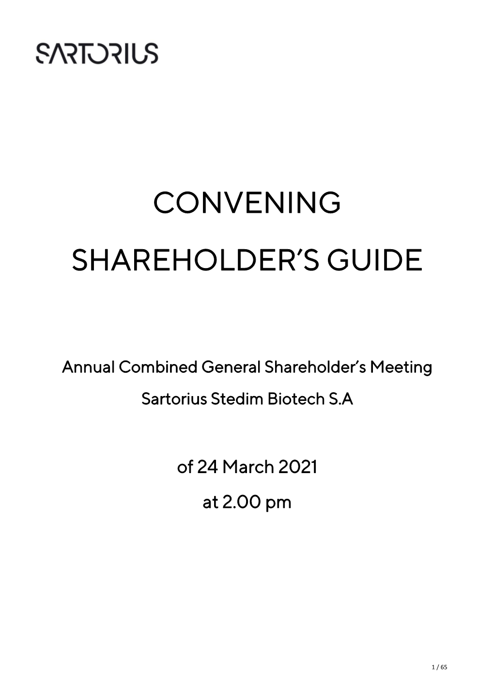 Convening Shareholder's Guide