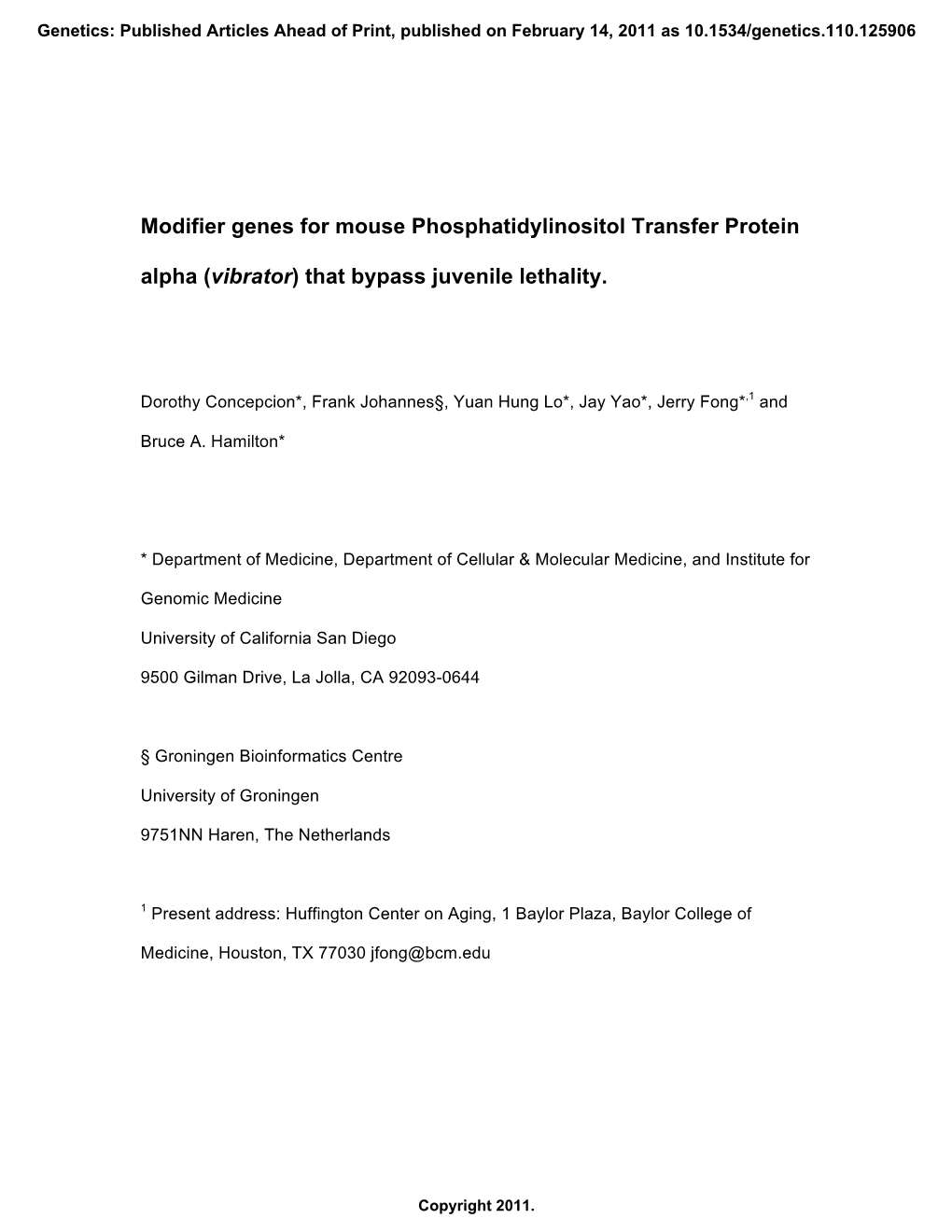 Modifier Genes for Mouse Phosphatidylinositol Transfer Protein