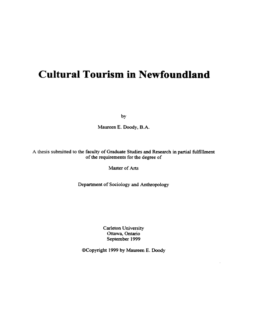 Cultural Tourism in Newfoundland