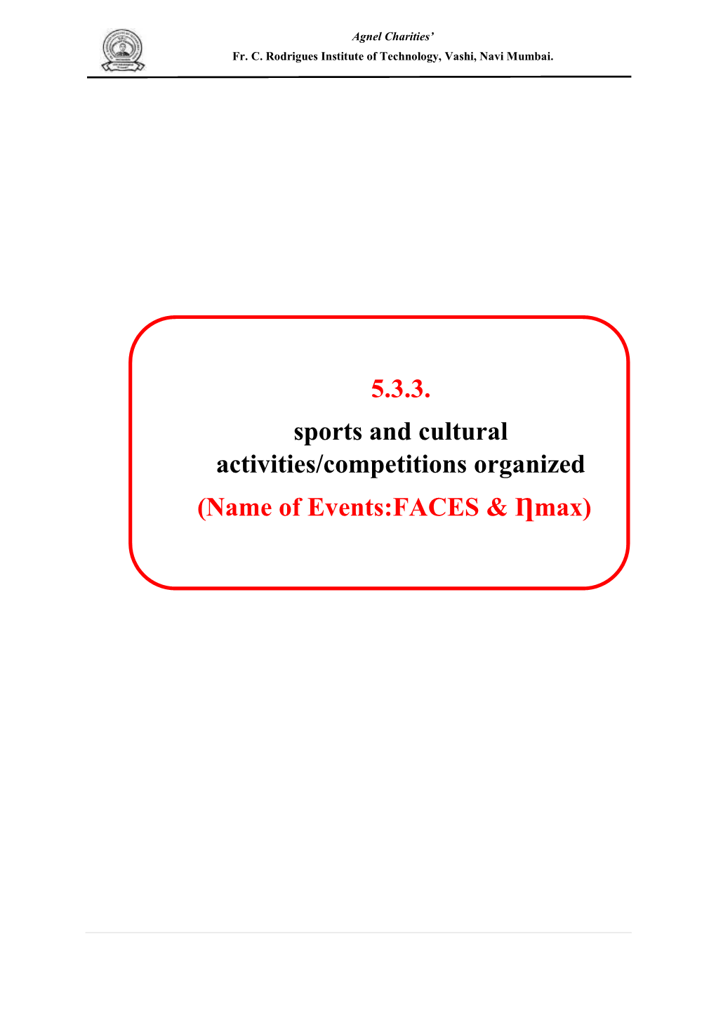 5.3.3. Sports and Cultural Activities/Competitions Organized