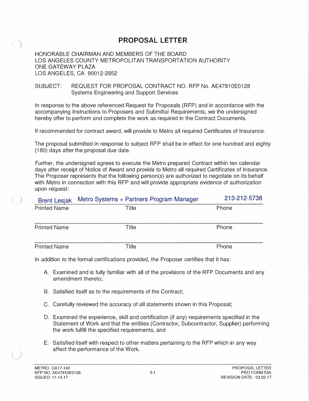 Proposal Letter