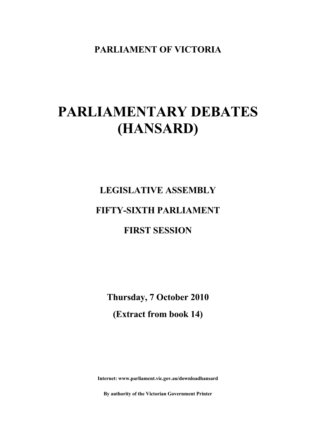 Parliamentary Debates (Hansard)