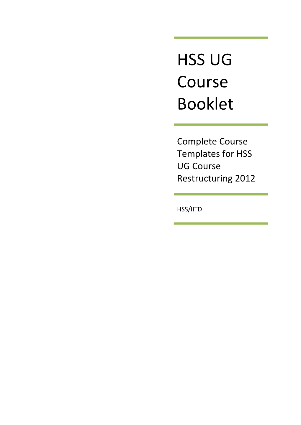 HSS UG Course Booklet