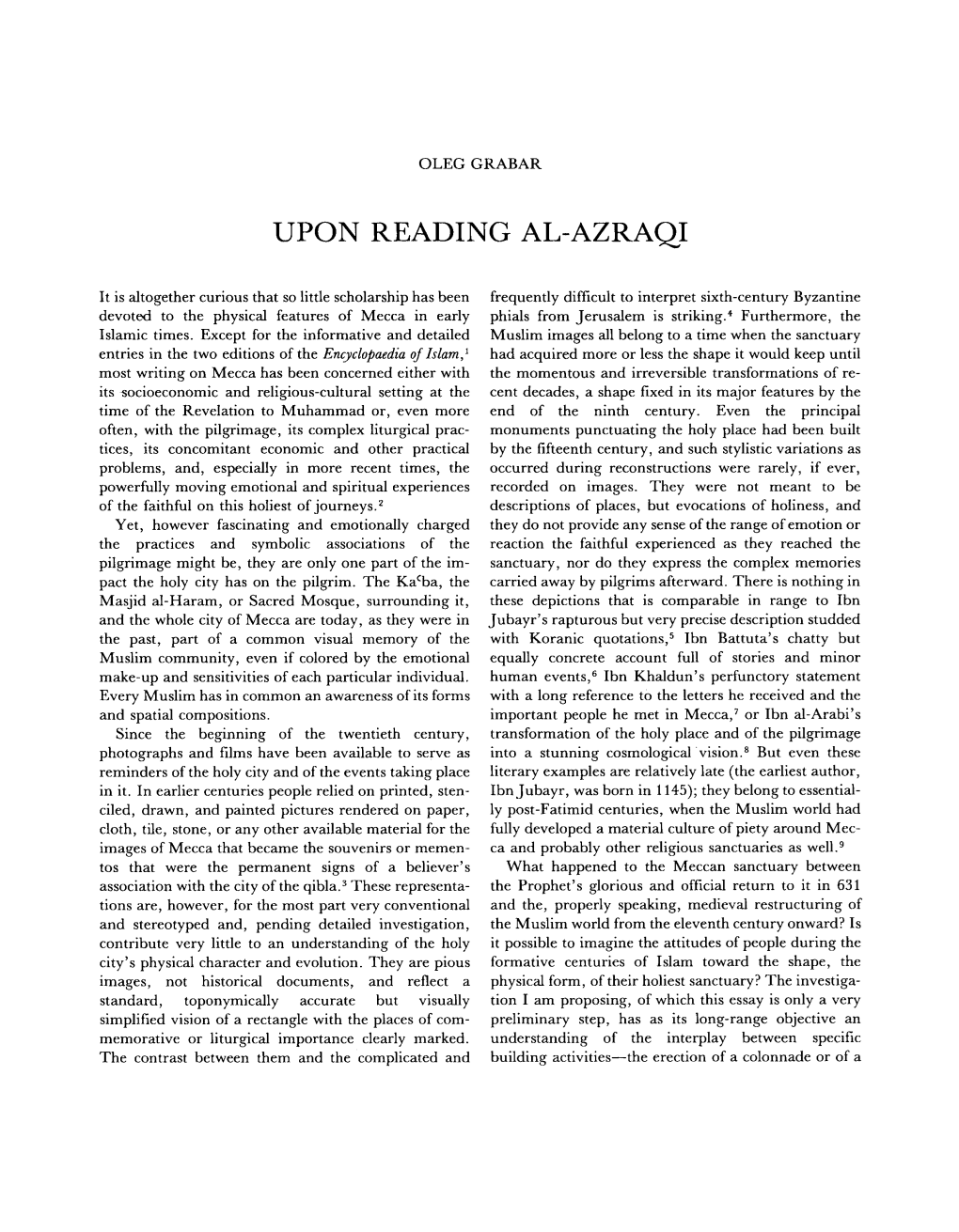 Upon Reading Al-Azraqi