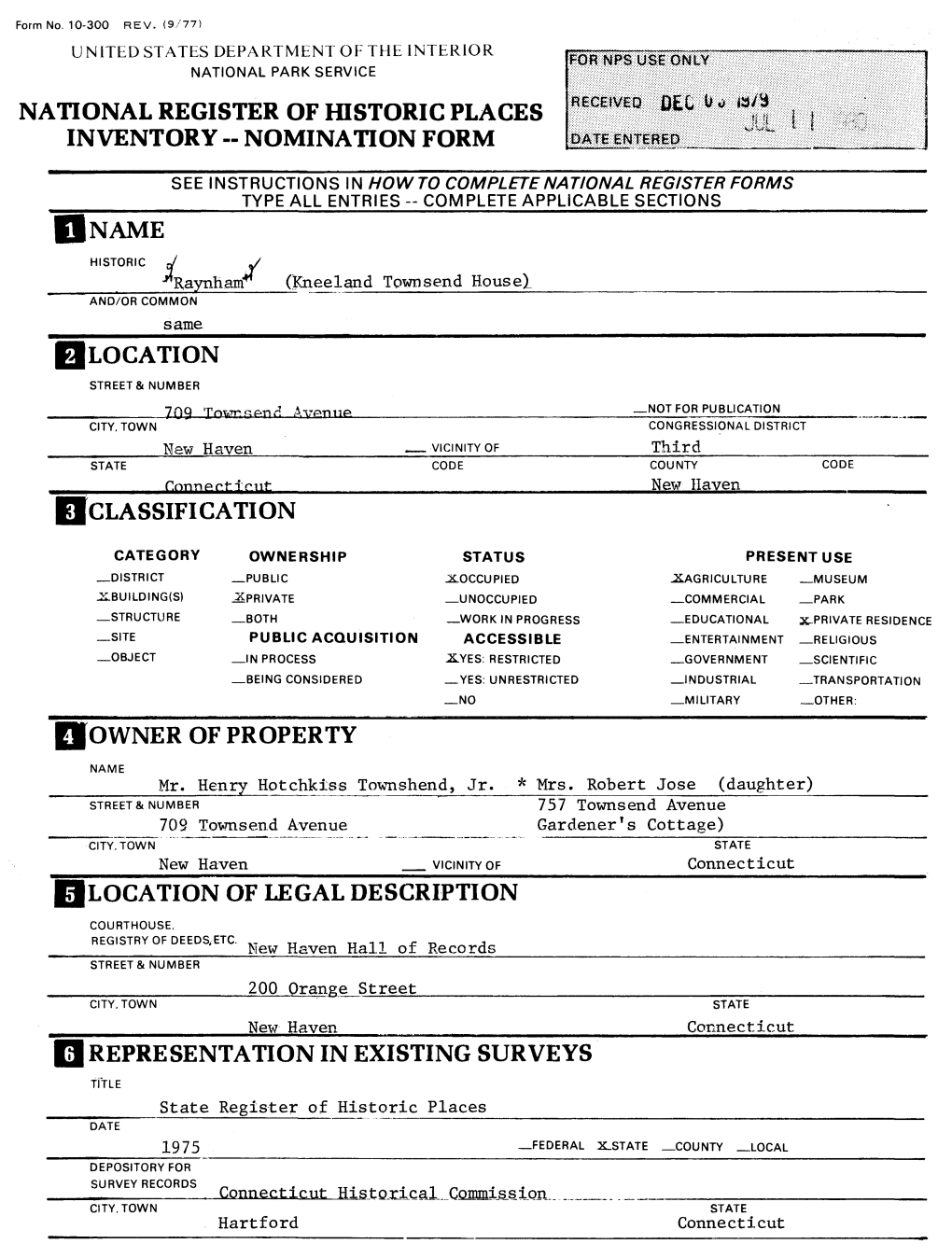 National Register of Historic Places Inventory - Nomination Form