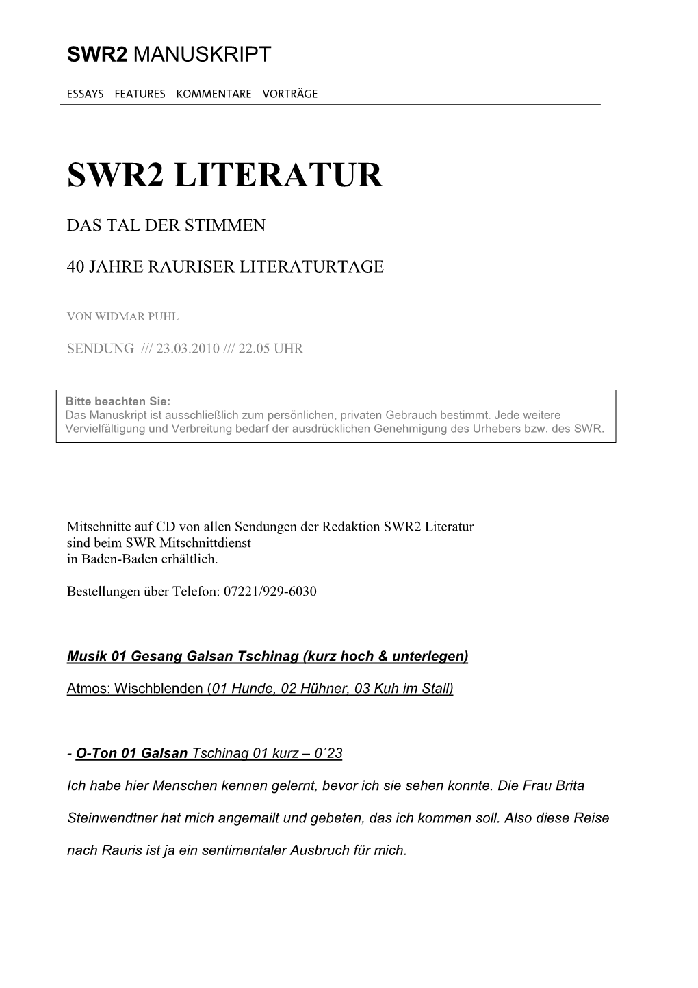 Swr2 Literatur