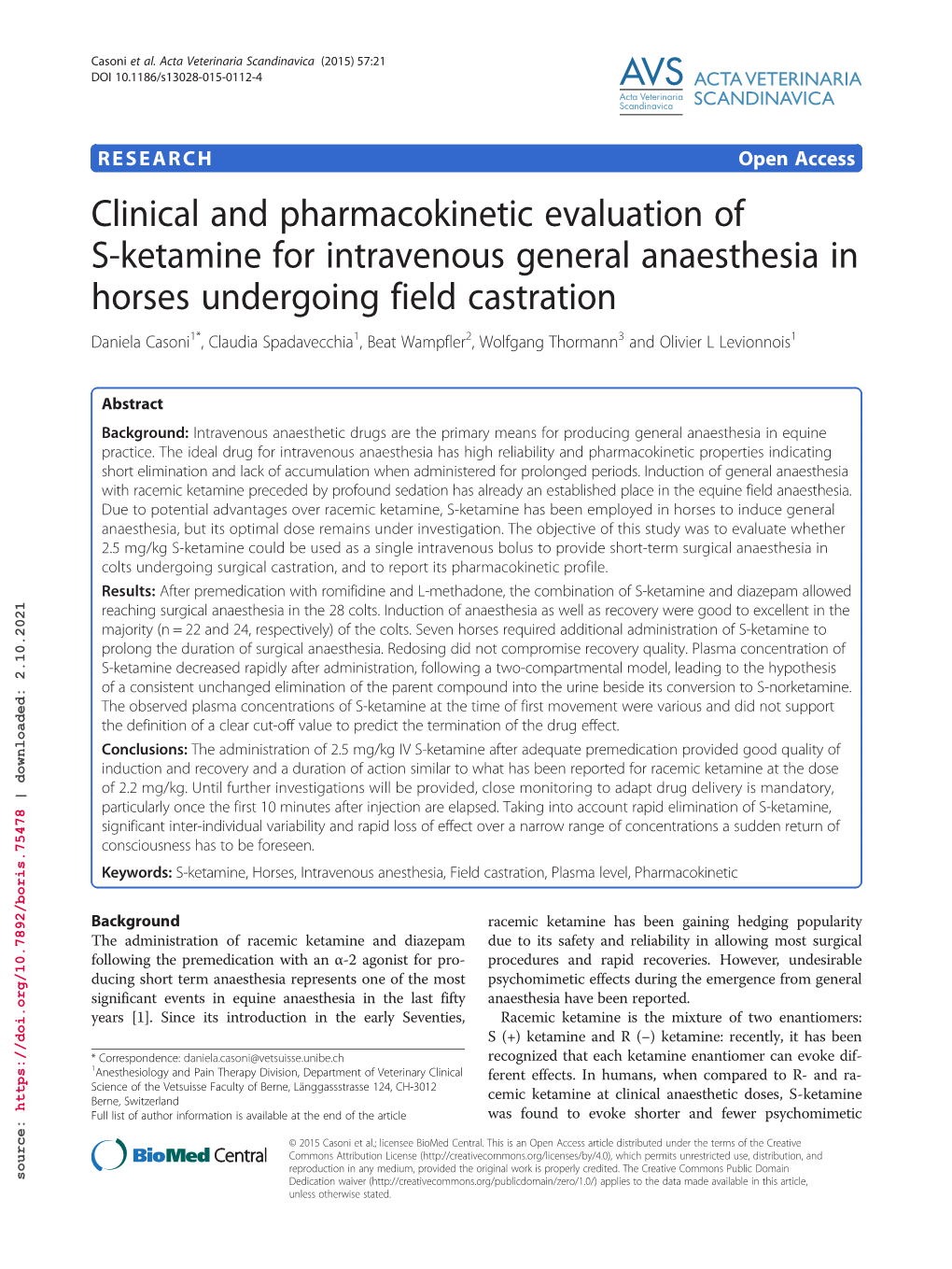 Clinical and Pharmacokinetic Evaluation of S-Ketamine