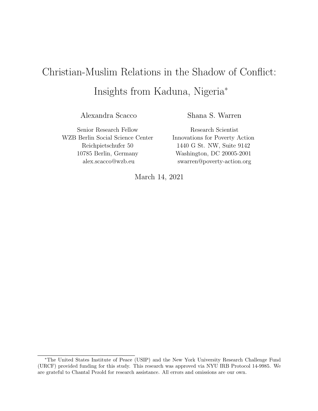 Christian-Muslim Relations in the Shadow of Conflict