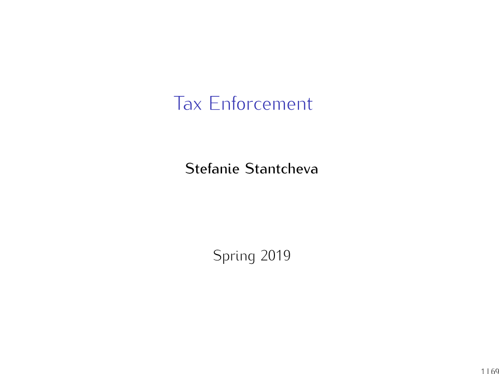 Lecture 9: Tax Enforcement