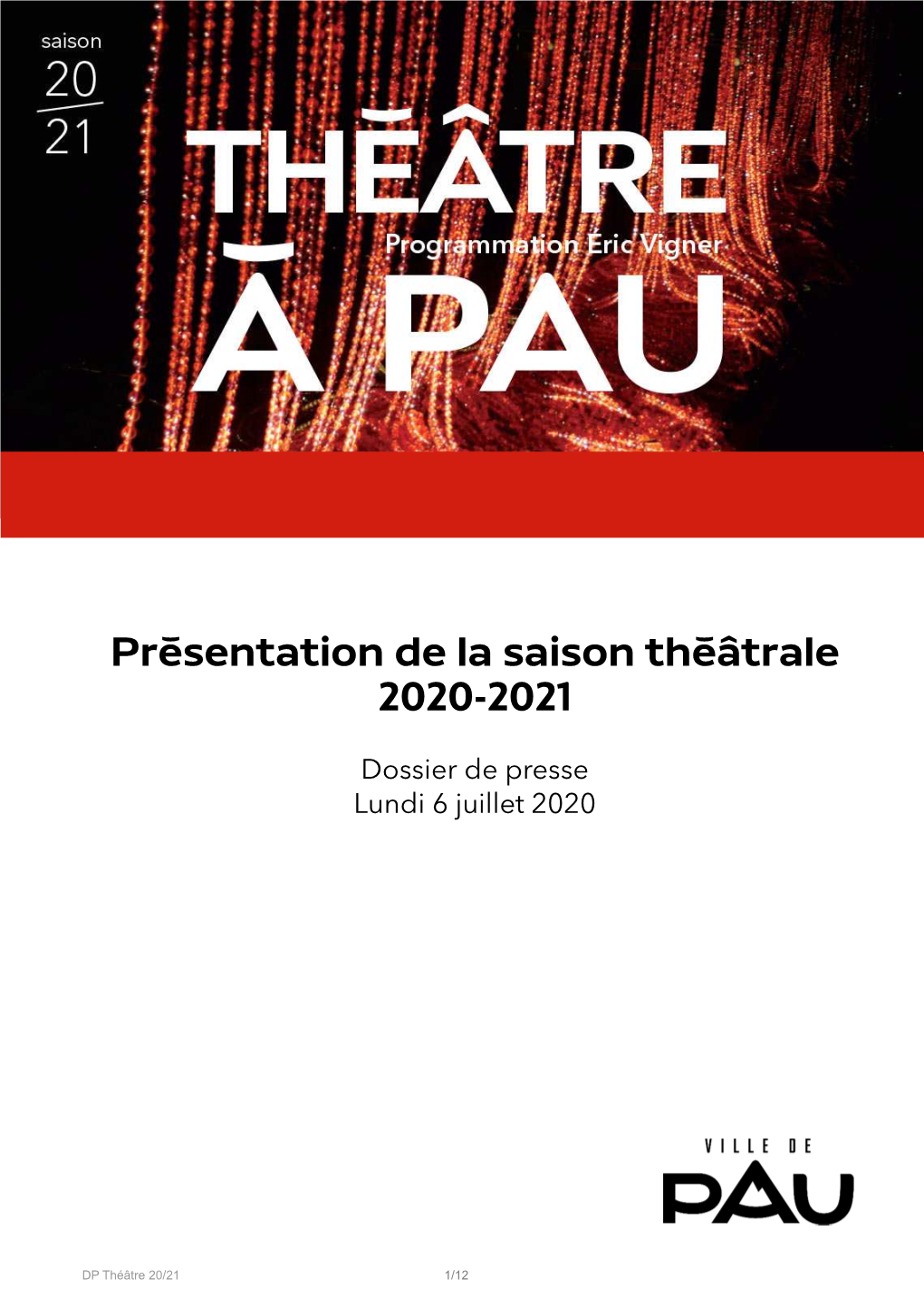 Présentation De La Saison Théâtrale 2020-2021