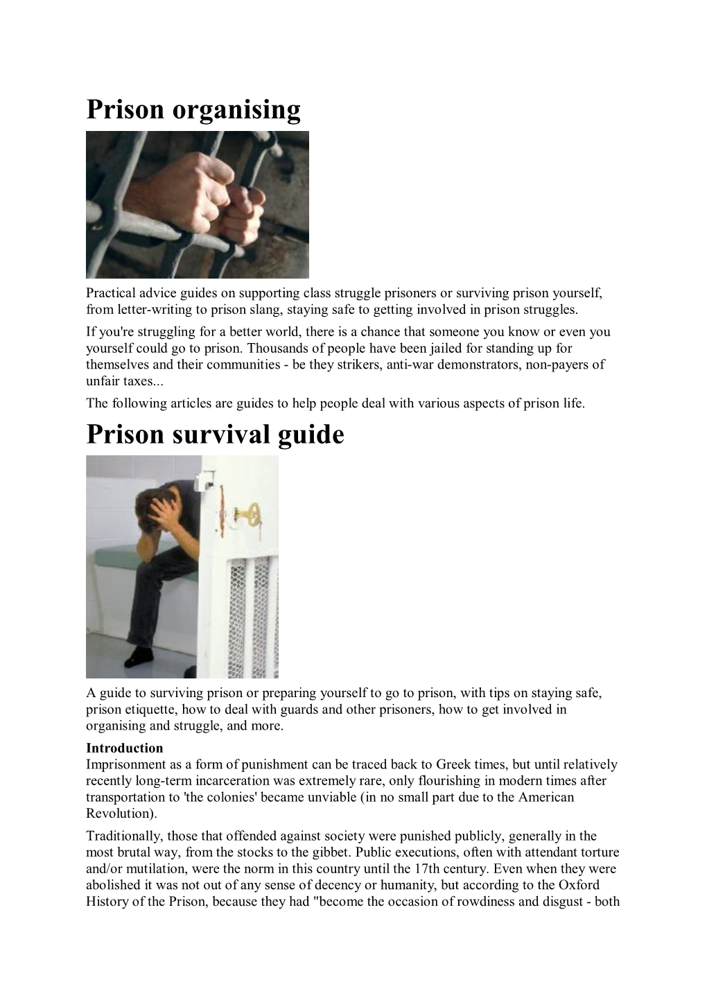 Prison Organising Prison Survival Guide