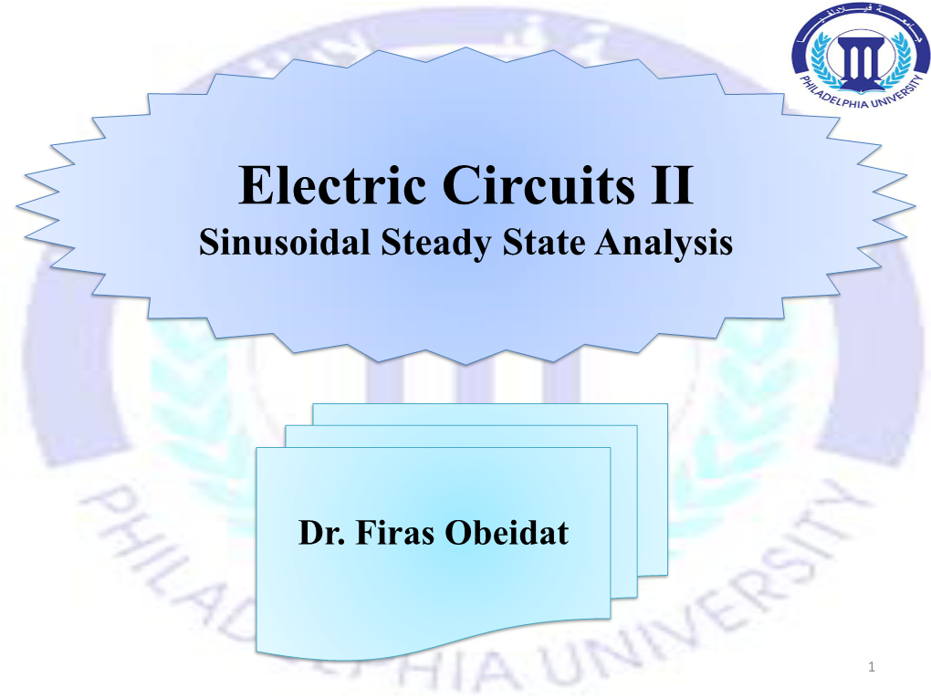 Electric Circuits II Sinusoidal Steady State Analysis