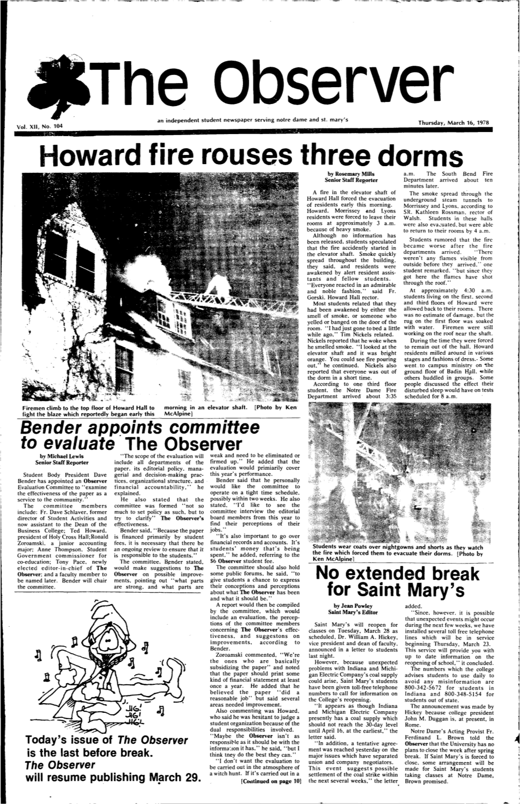 Howard Fire Rouses Three Dorms by Rosemary Mills A.M