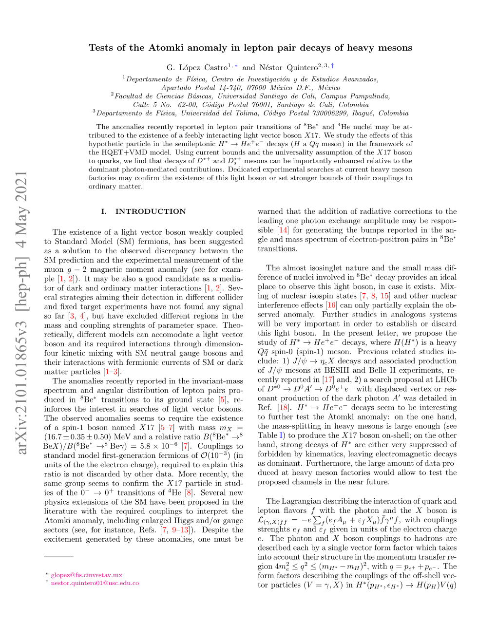 Arxiv:2101.01865V3 [Hep-Ph] 4 May 2021