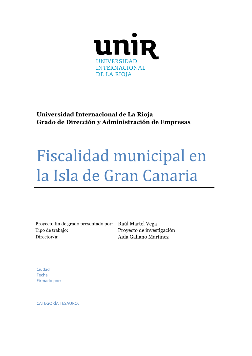 Fiscalidad Municipal En La Isla De Gran Canaria