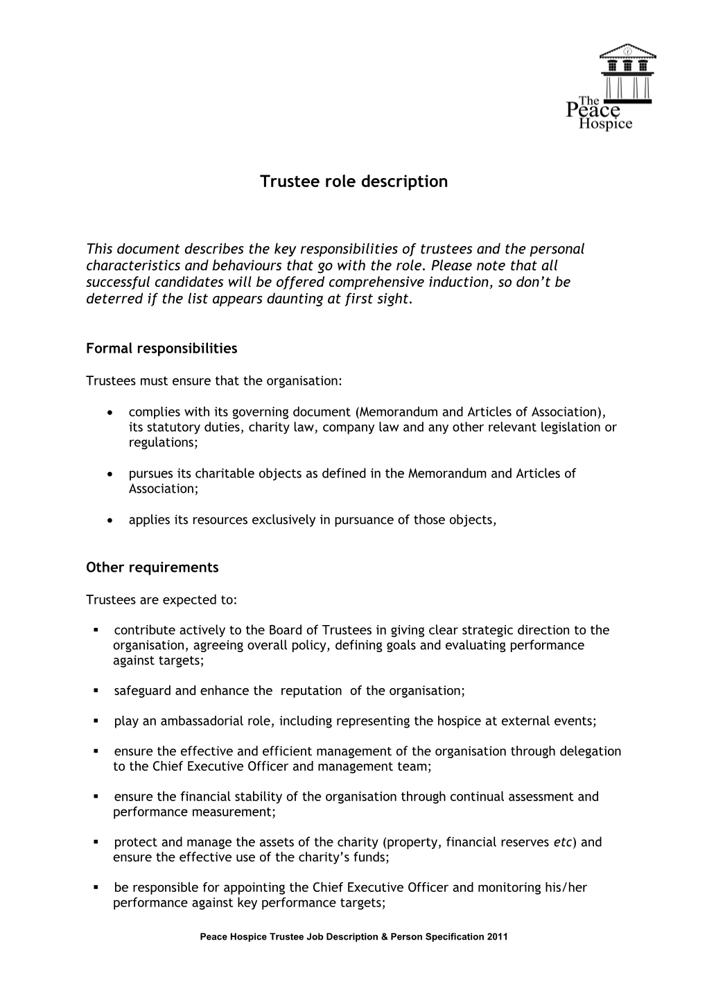 Trustee Role Description