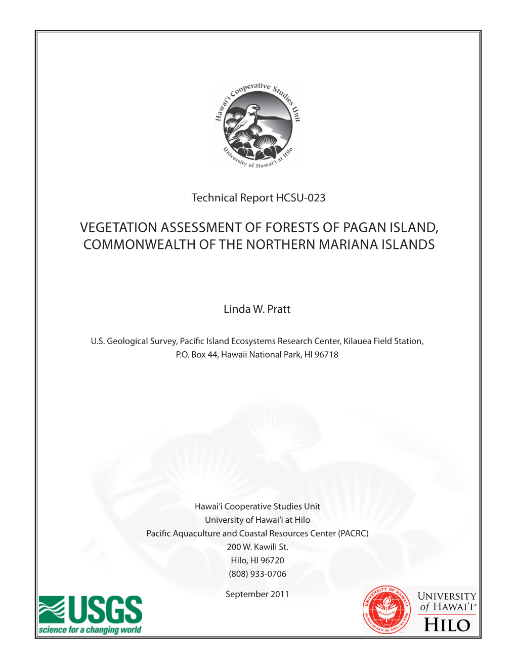 Vegetation Assessment of Forests of Pagan Island, Commonwealth of the Northern Mariana Islands