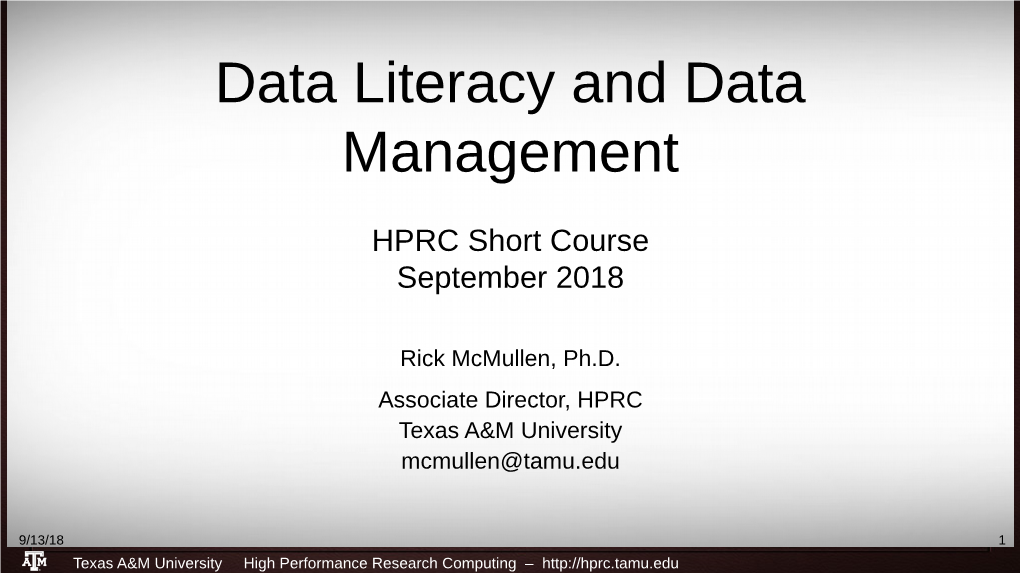 Data Literacy and Data Management