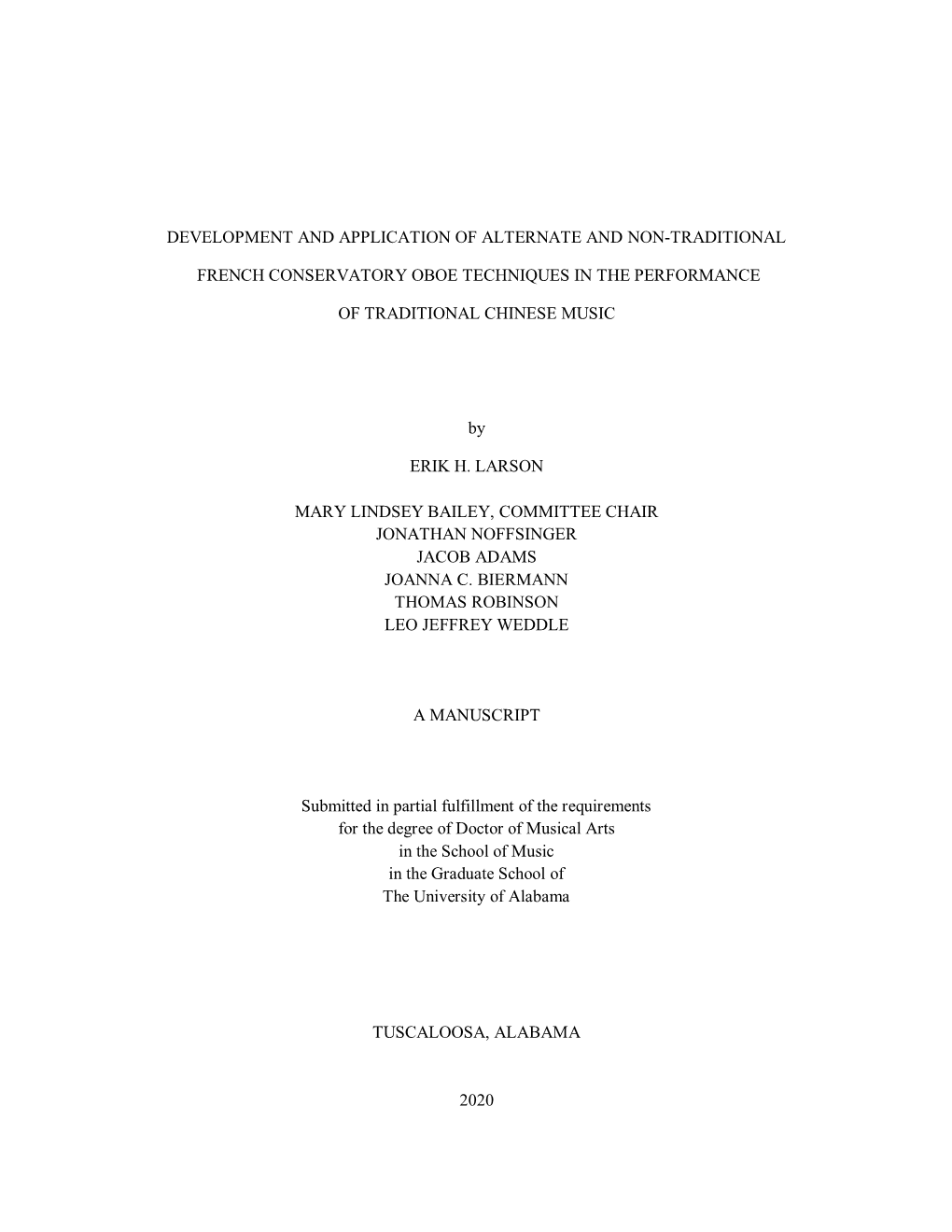 Development and Application of Alternate and Non-Traditional French Conservatory Oboe Techniques in the Performance of Tradition