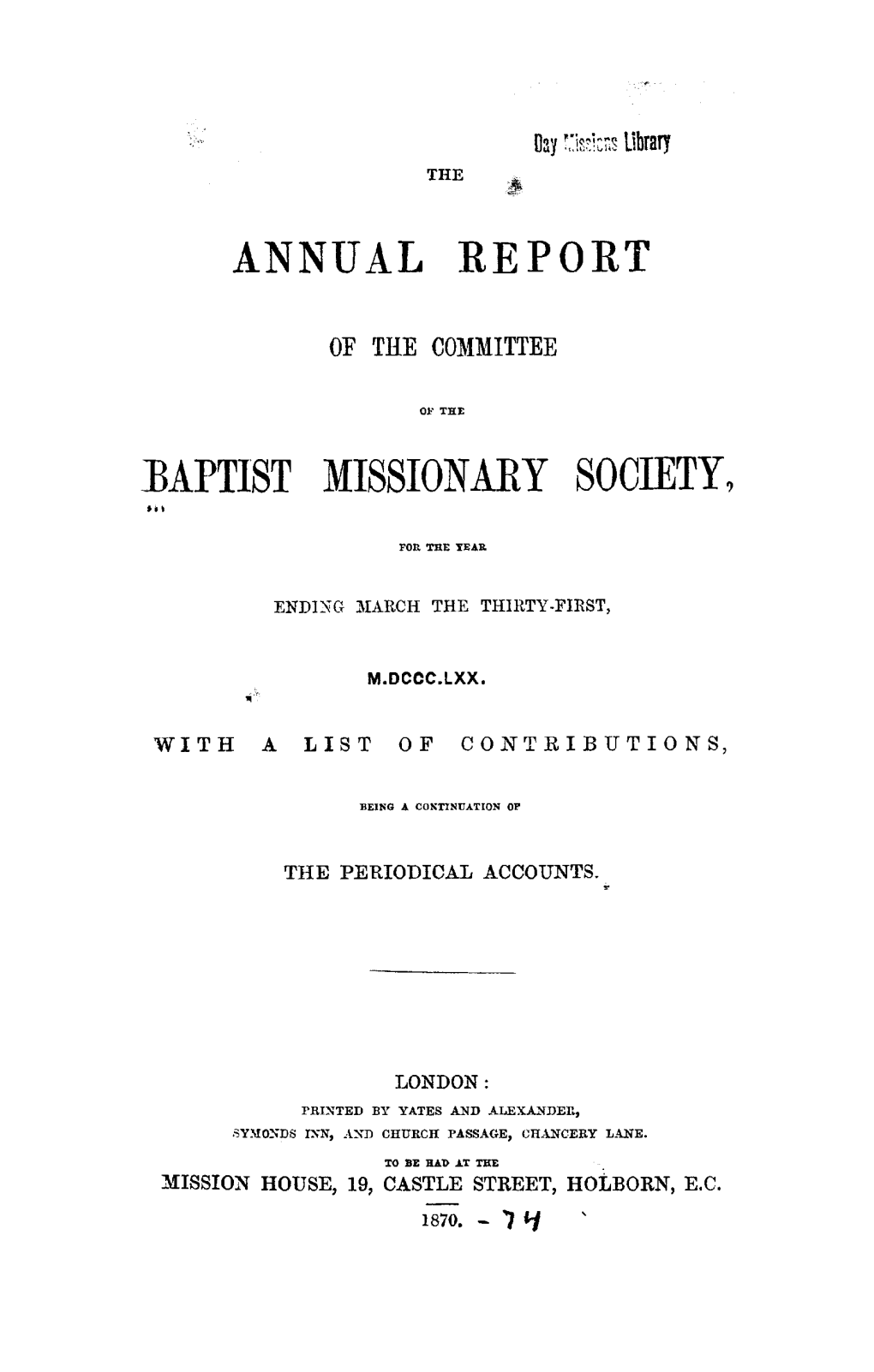 Mptist Missionary Society