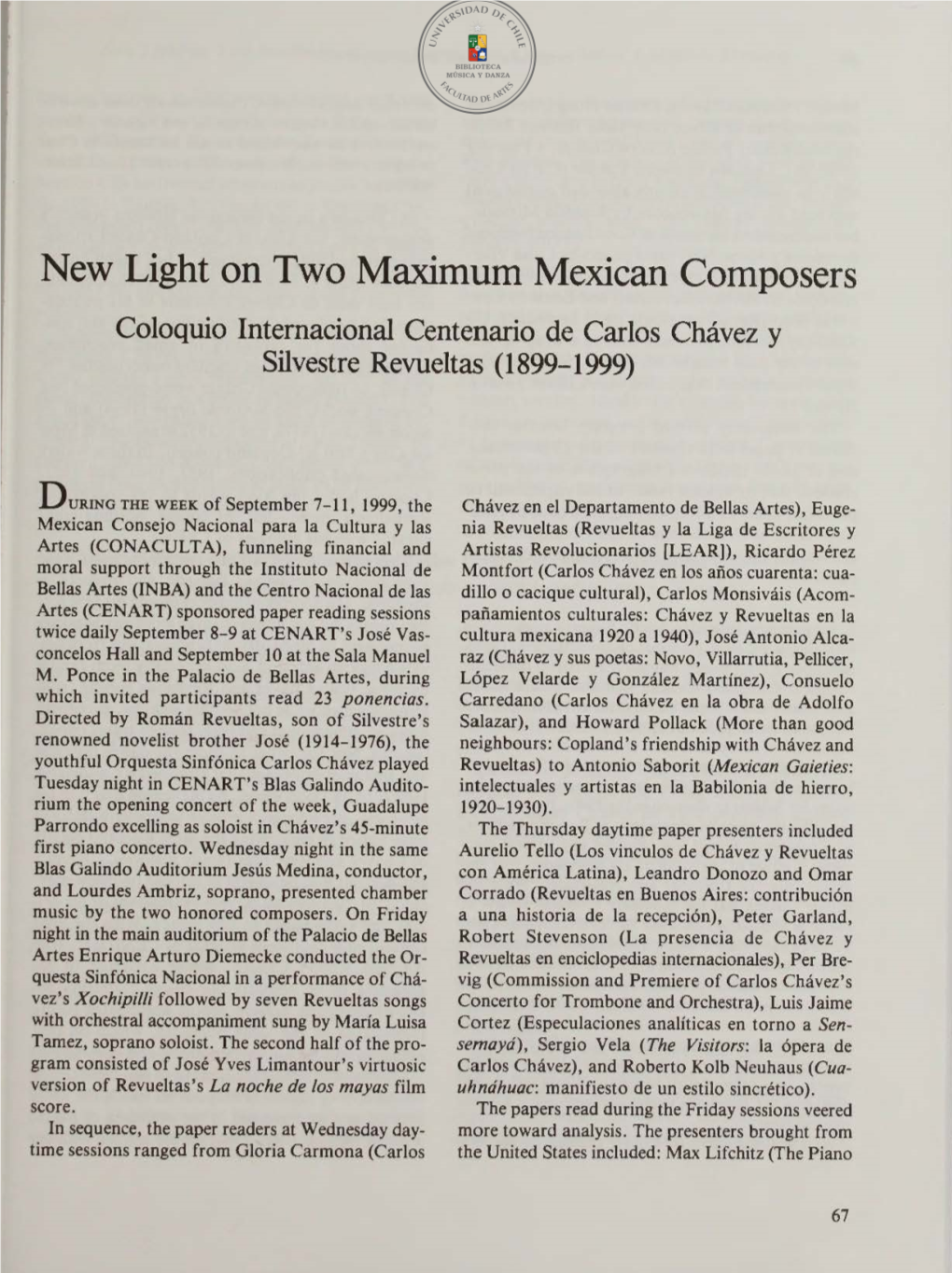 New Light on Two Maximum Mexican Composers