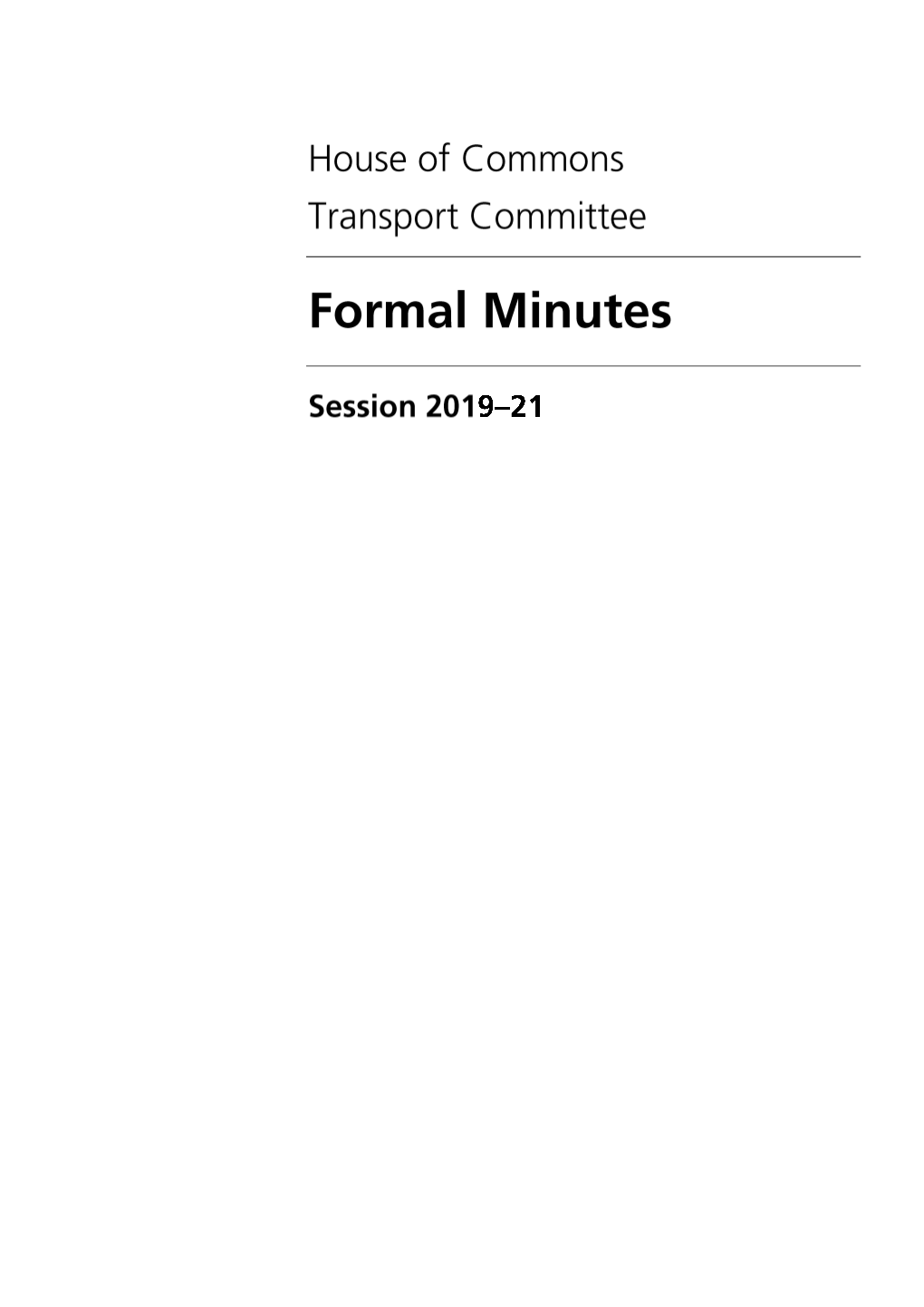 Transport Committee Formal Minutes 2019-21