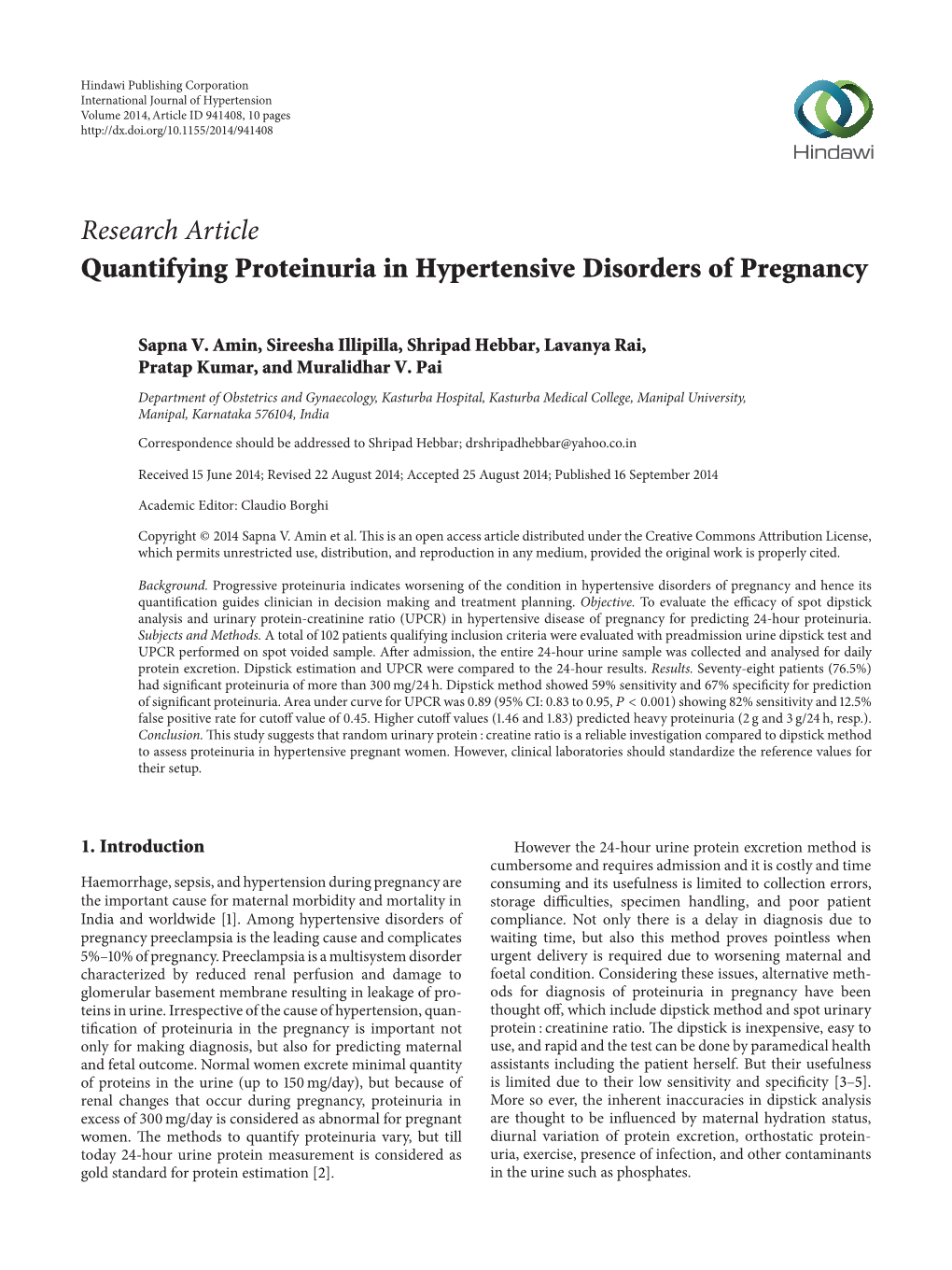 Quantifying Proteinuria in Hypertensive Disorders of Pregnancy