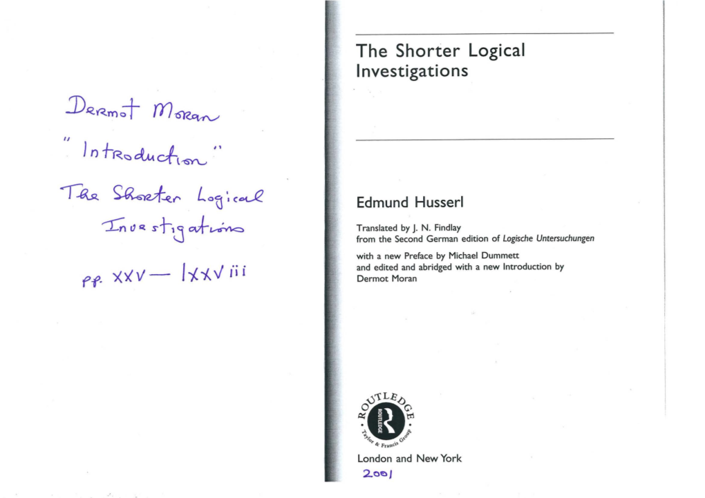 The Shorter Logical Investigations