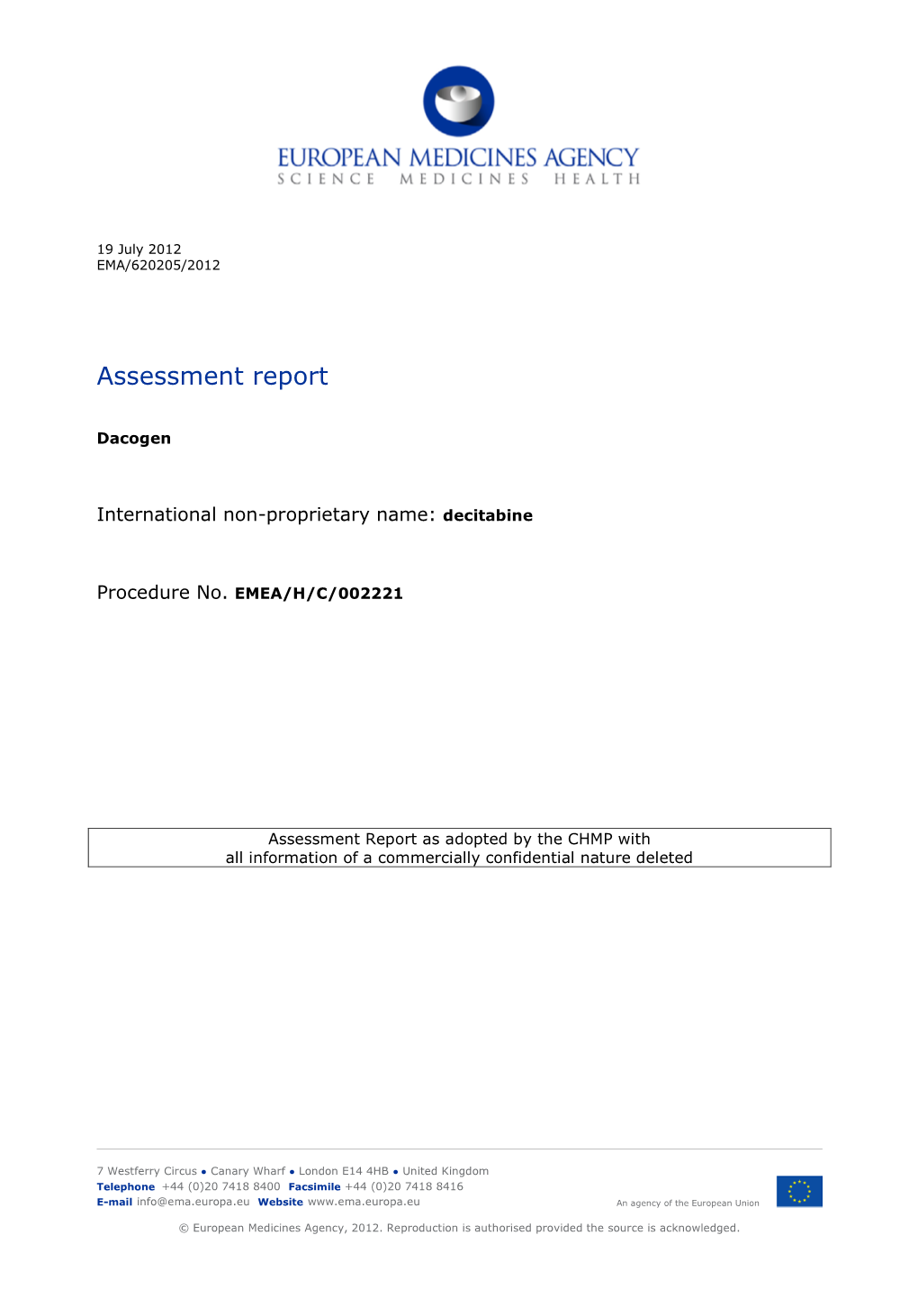 Dacogen EMA Public Assessment Report