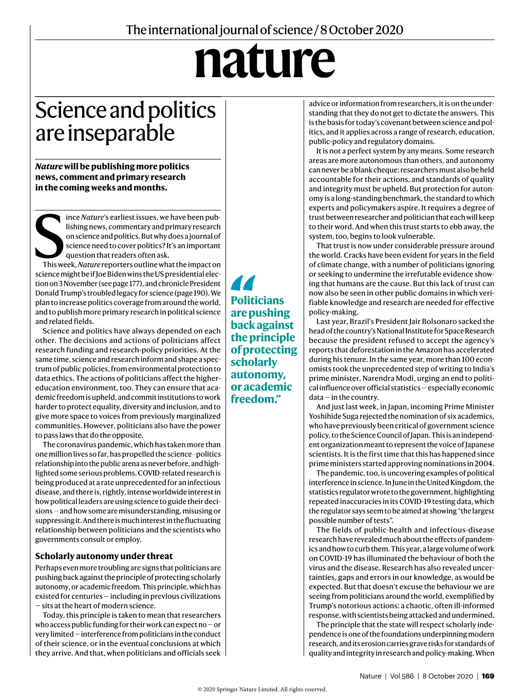 Science and Politics Are Inseparable