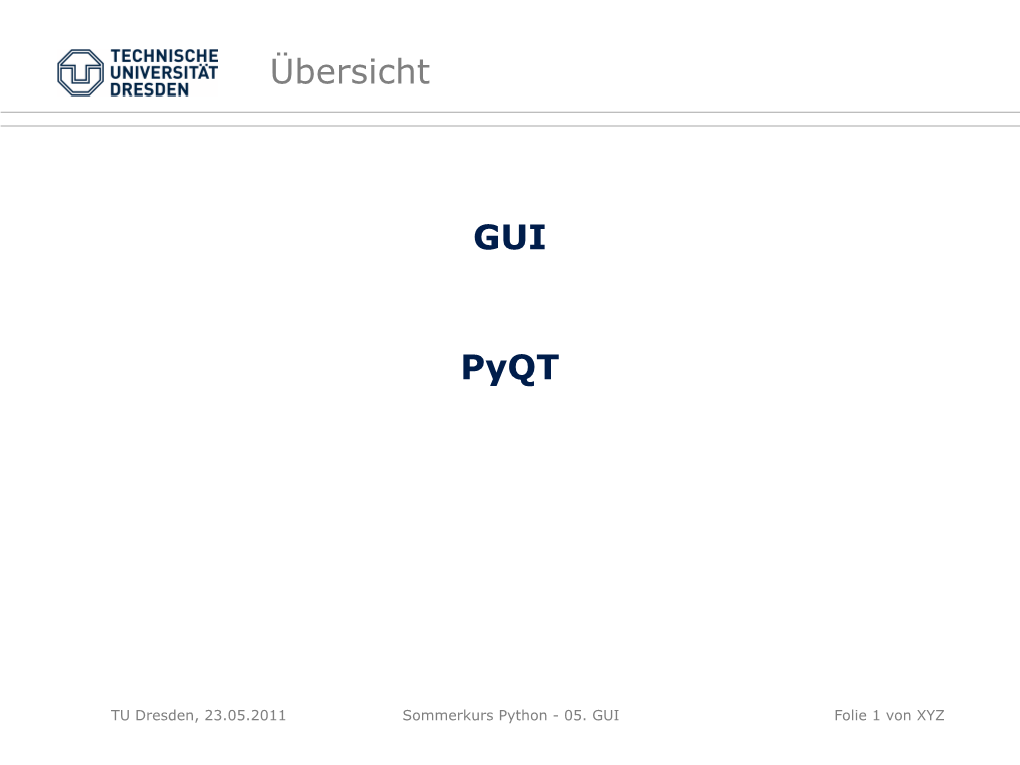 Übersicht GUI Pyqt