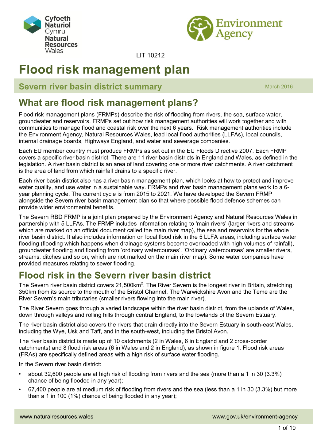 Flood Risk Management Plan Severn River Basin District Summary