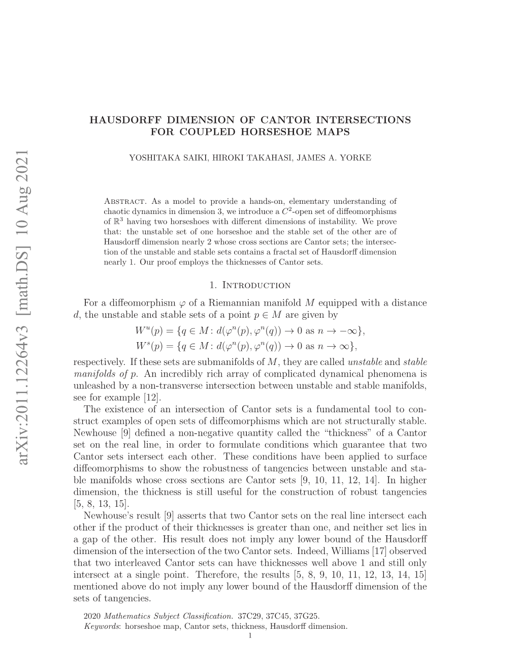 Arxiv:2011.12264V2 [Math.DS]