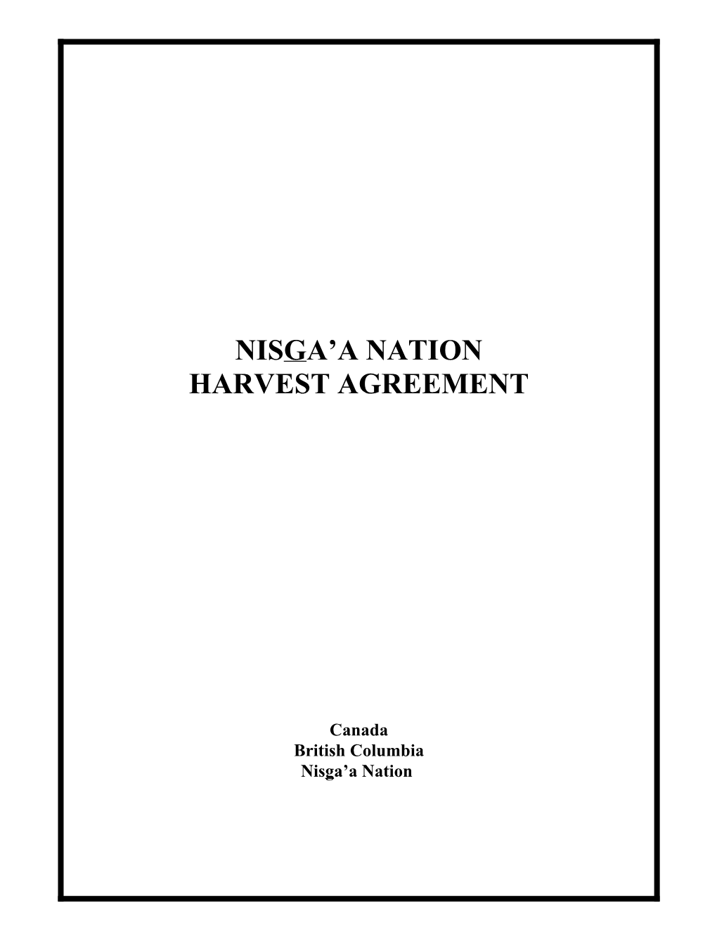 Nisga'a Nation Harvest Agreement