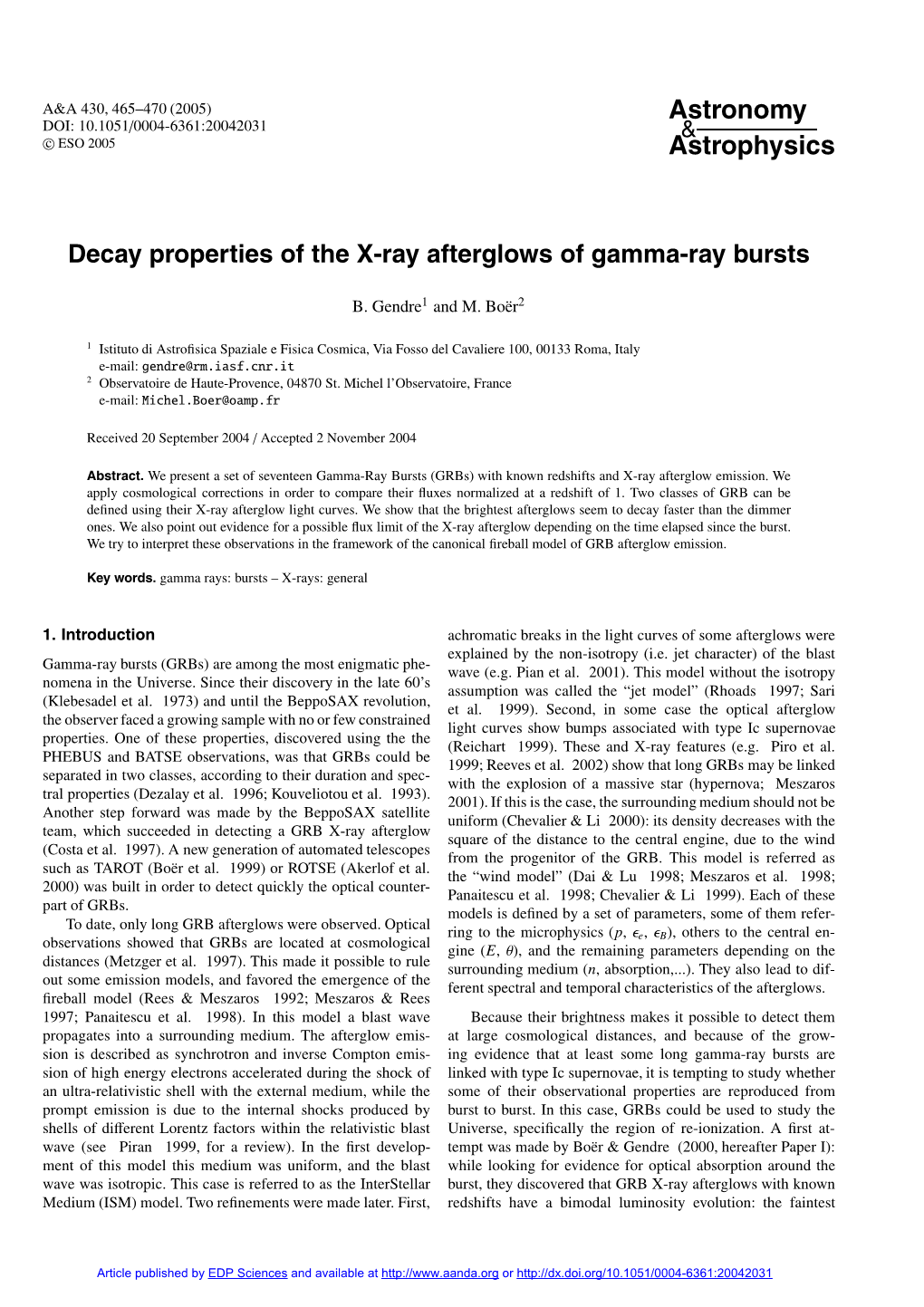 Decay Properties of the X-Ray Afterglows of Gamma-Ray Bursts