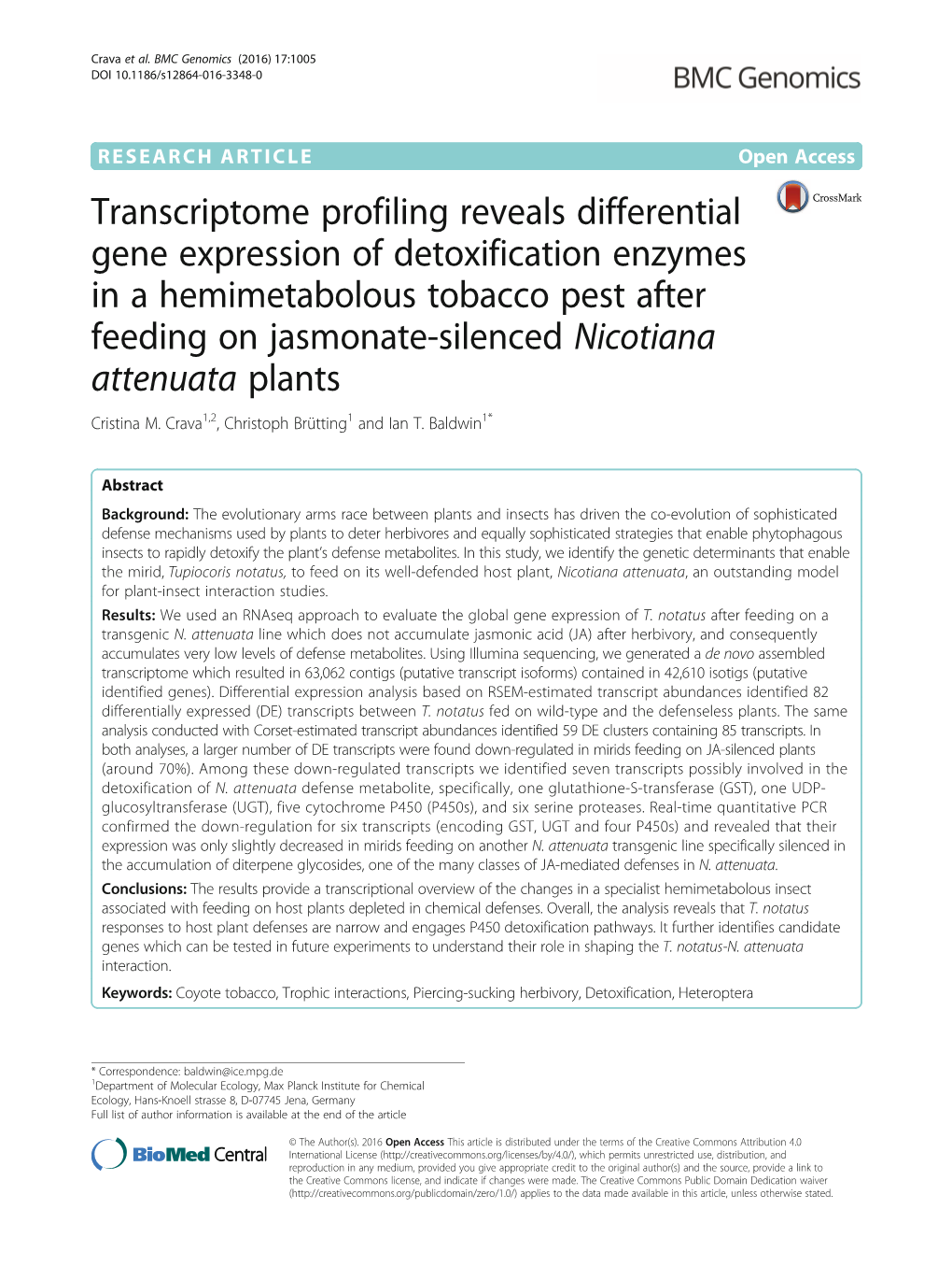 Transcriptome Profiling Reveals Differential Gene Expression of Detoxification Enzymes in a Hemimetabolous Tobacco Pest After Fe